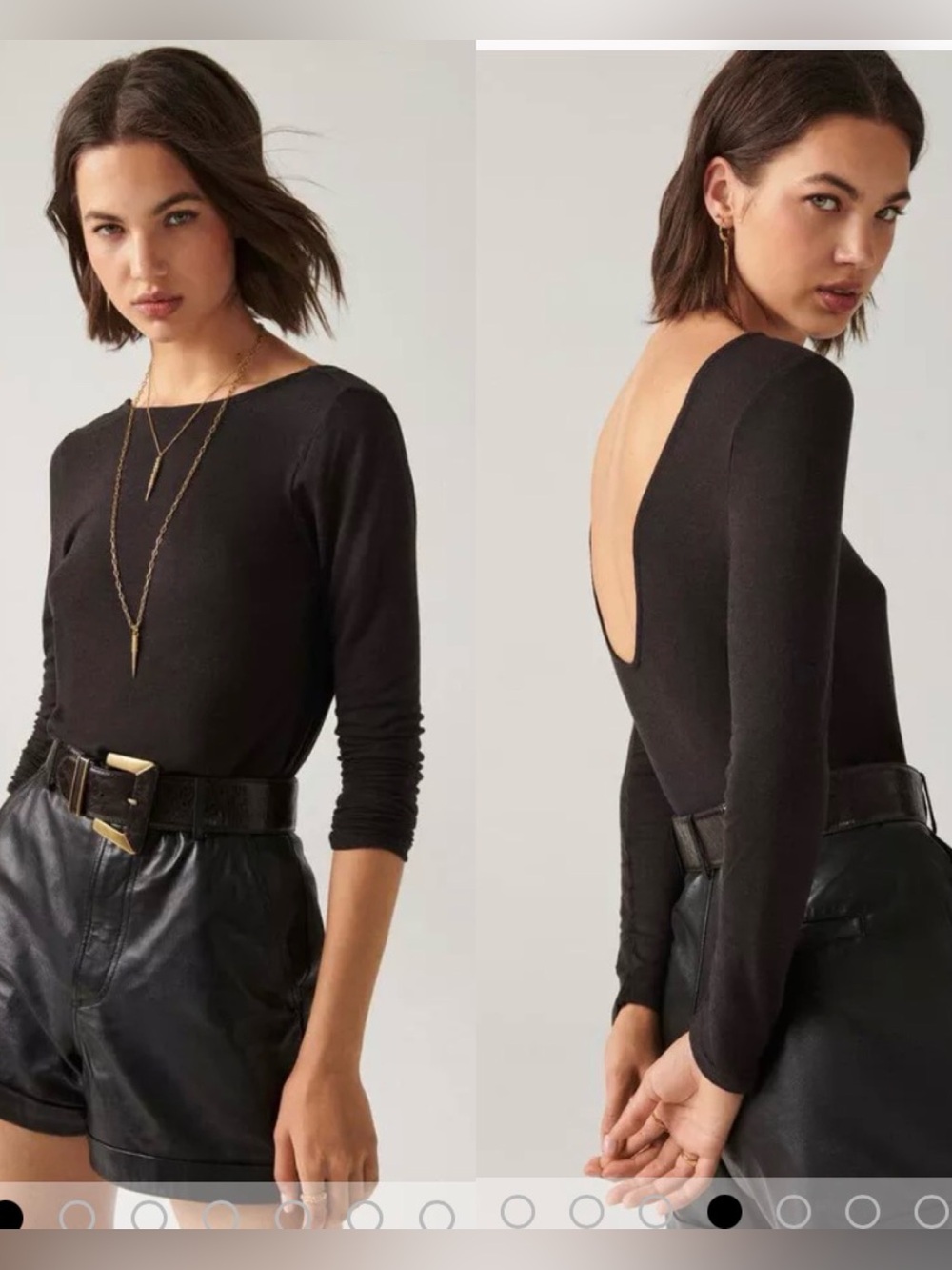 Ba&Sh Lady T-Shirt Merino Wool Blend Open Back Modern Minimalist, size 0/XS